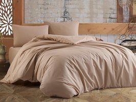 Çeyiz Diyarı Almond Ranforce Dört Mevsim 160 x 220 cm Düz Tek Kişilik Nevresim Takımı Kahve