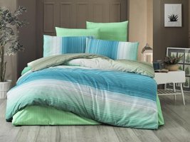 Komfort Home Polycotton Kışlık 160 x 220 cm Çizgili Tek Kişilik Nevresim Takımı Mavi Yeşil