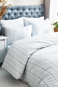 Mira Home Pamuk Polyester Dört Mevsim 160 x 200 cm Çizgili Tek Kişilik Nevresim Takımı Mavi
