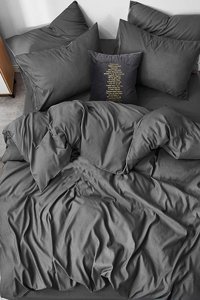 Sedef Home Ranforce Kışlık 160 x 220 cm Lastikli Düz Tek Kişilik Nevresim Takımı Antrasit