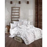 New Home Pamuk Kışlık 160 x 220 cm Ağaç Tek Kişilik Nevresim Takımı Beyaz Kahverengi