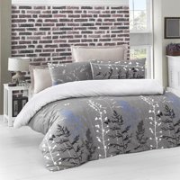 Komfort Home Ranforce Kışlık 160 x 220 cm Yaprak Tek Kişilik Nevresim Takımı Gri