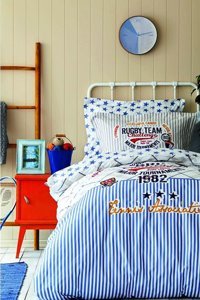 Karaca Home Pamuk Dört Mevsim 160 x 220 cm Genç Tek Kişilik Nevresim Takımı Mavi