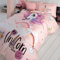 Nevresim Dünyası Ranforce Dört Mevsim 180 x 230 cm Çizgi Film Tek Kişilik Nevresim Takımı Pudra