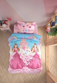 Nevresim Dünyası Ranforce Dört Mevsim 160 x 220 cm Prenses Tek Kişilik Nevresim Takımı Pembe