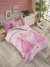 Nevresim Dünyası Pamuk Dört Mevsim 160 x 220 cm Prenses Tek Kişilik Nevresim Takımı Pembe