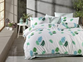 Nevresim Dünyası Pamuk Polyester Dört Mevsim 160 x 220 cm Yaprak Tek Kişilik Nevresim Takımı Yeşil