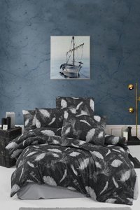 Helenito Ranforce Dört Mevsim 160 x 220 cm Modern Tek Kişilik Nevresim Takımı Siyah
