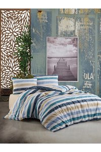 Ateşler Manifatura Weekend Pamuk Dört Mevsim 160 x 220 cm Çizgili Tek Kişilik Nevresim Takımı Çok Renkli