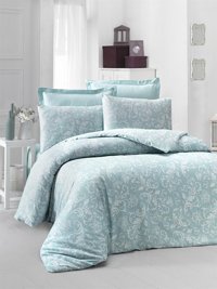 Komfort Home Saten Kışlık 160 x 220 cm Desenli Tek Kişilik Nevresim Takımı Turkuaz