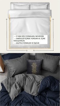 Sedef Home Ranforce Kışlık 160 x 220 cm Lastikli Düz Tek Kişilik Nevresim Takımı Antrasit Lacivert