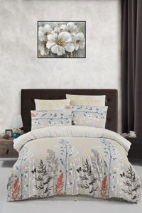 Helenito Ranforce Dört Mevsim 160 x 220 cm Doğa Tek Kişilik Nevresim Takımı Gri