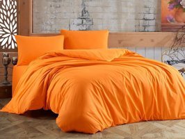 Çeyiz Diyarı Almond Ranforce Dört Mevsim 160 x 220 cm Düz Tek Kişilik Nevresim Takımı Turuncu