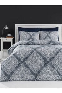Luxart Pamuk Dört Mevsim 160 x 220 cm Lastikli Desenli Tek Kişilik Nevresim Takımı Gri