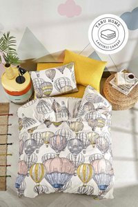Tabu Home Pamuk Dört Mevsim 160 x 220 cm Lastikli Manzara Tek Kişilik Nevresim Takımı Beyaz