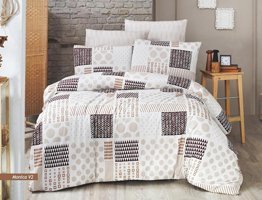 Ete Hometex Ranforce Dört Mevsim 160 x 220 cm Geometrik Tek Kişilik Nevresim Takımı Kahverengi