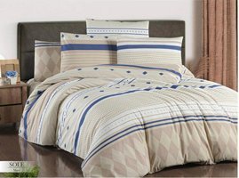 Ete Hometex Ranforce Dört Mevsim 160 x 220 cm Desenli Tek Kişilik Nevresim Takımı Mavi