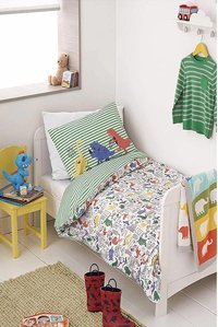 Mothercare Dört Mevsim 100 x 150 cm Dinazorlu Tek Kişilik Nevresim Takımı Beyaz Yeşil