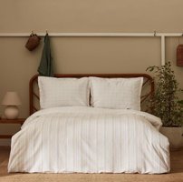 Karaca Home Pamuk Dört Mevsim 160 x 220 cm Çizgili Tek Kişilik Nevresim Takımı Bej