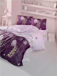 Komfort Home Ranforce Kışlık 160 x 220 cm Yaprak Tek Kişilik Nevresim Takımı Mor