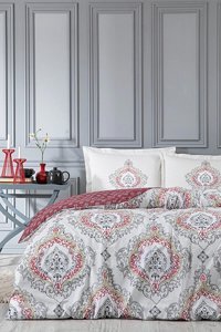 Özdilek Pamuk Dört Mevsim 160 x 220 cm Şal Desen Tek Kişilik Nevresim Takımı Bordo Krem