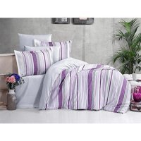 Clasy Ranforce Dört Mevsim 160 x 220 cm Çizgili Tek Kişilik Nevresim Takımı Gri