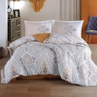 Clasy Pamuk Ranforce Dört Mevsim 180 x 230 cm Desenli Tek Kişilik Nevresim Takımı Hardal
