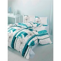 Komfort Home Ranforce Kışlık 160 x 220 cm Çiçekli Tek Kişilik Nevresim Takımı Beyaz Mavi