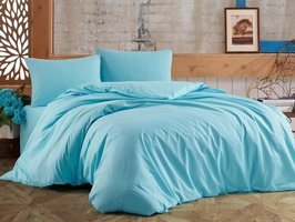 Çeyiz Diyarı Almond Ranforce Dört Mevsim 160 x 220 cm Düz Tek Kişilik Nevresim Takımı Mavi