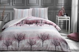 Özdilek Pamuk Polyester Kışlık 160 x 220 cm Ağaç Tek Kişilik Nevresim Takımı Pudra