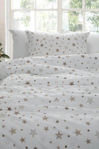 Favora Pamuk Dört Mevsim 160 x 220 cm Geometrik Tek Kişilik Nevresim Takımı Ekru Vizon