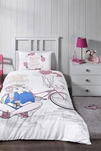 Özdilek Ranforce Kışlık 160 x 220 cm Kalp Tek Kişilik Nevresim Takımı Beyaz