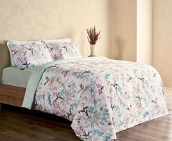 Marie Claire Pamuk Saten Dört Mevsim 160 x 220 cm Çiçekli Tek Kişilik Nevresim Takımı Su Yeşili