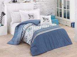 Clasy Ranforce Dört Mevsim 160 x 220 cm Geometrik Tek Kişilik Nevresim Takımı Bej