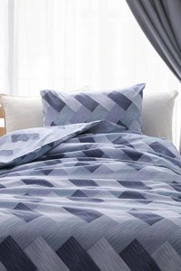 Favora Akfil Kum Pamuk Dört Mevsim 160 x 220 cm Çizgili Tek Kişilik Nevresim Takımı Mavi