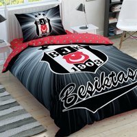 Taç Pamuk Dört Mevsim 160 x 220 cm Lastikli Taraftar Tek Kişilik Nevresim Takımı Kırmızı Siyah