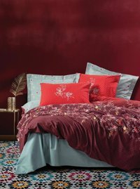 Cotton Box Feminen Pamuk Dört Mevsim 160 x 220 cm Çiçekli Tek Kişilik Nevresim Takımı Yeşil