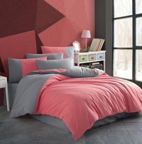 Hobby Pamuk Dört Mevsim 160 x 220 cm Düz Tek Kişilik Nevresim Takımı Gri Pembe