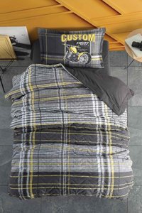 Clasy Pamuk Dört Mevsim 180 x 230 cm Araba Tek Kişilik Nevresim Takımı Gri