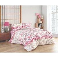 T.Concept Pamuk Dört Mevsim 160 x 220 cm Çiçekli Tek Kişilik Nevresim Takımı Pembe