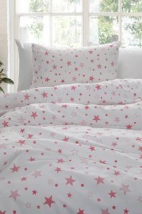 Favora Pamuk Dört Mevsim 160 x 220 cm Geometrik Tek Kişilik Nevresim Takımı Ekru Pembe