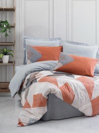 Cotton Box Modeline Ranforce Dört Mevsim 160 x 220 cm Geometrik Tek Kişilik Nevresim Takımı Mavi
