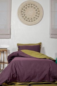 Ecocotton Pamuk Dört Mevsim 160 x 220 cm Düz Tek Kişilik Nevresim Takımı Mor Yeşil