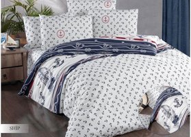 Ete Hometex Ranforce Dört Mevsim 160 x 220 cm Denizci Tek Kişilik Nevresim Takımı Beyaz Lacivert