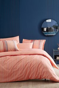Yataş Ranforce Kışlık 160 x 220 cm Çizgili Tek Kişilik Nevresim Takımı Somon