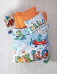Cotton Box Ranforce Dört Mevsim 160 x 200 cm Lastikli Çizgi Kahraman Tek Kişilik Nevresim Takımı Çok Renkli