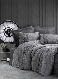 Cotton Box Plain Ranforce Dört Mevsim 160 x 220 cm Bordür Tek Kişilik Nevresim Takımı Gri