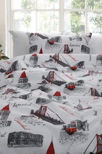 Favora Pamuk Dört Mevsim 160 x 220 cm Manzara Tek Kişilik Nevresim Takımı Antrasit Beyaz