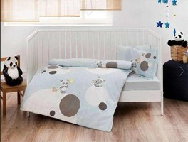 Taç Pamuk Dört Mevsim 100 x 150 cm Lastikli Bebek Çocuk Tek Kişilik Nevresim Takımı Mavi