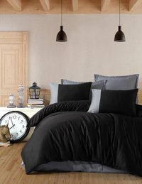 Clasy Pamuk Dört Mevsim 160 x 220 cm Düz Tek Kişilik Nevresim Takımı Siyah
